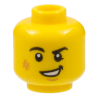LEGO férfi fej sebhely mintával, sárga (65644)