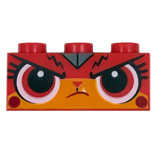 LEGO kocka 1x3 mérges macska arc (Unikitty) mintával, piros (44369)