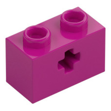 LEGO technic kocka tengely lyukkal 1 × 2, bíborvörös (32064)