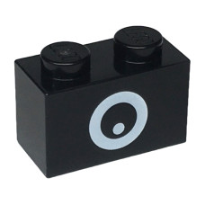 LEGO kocka 1×2 szem mintával, fekete (107969)