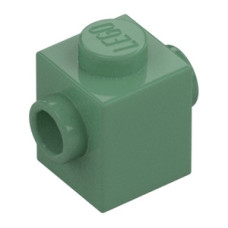 LEGO kocka 1x1 két oldalán egy-egy bütyökkel, homokzöld (47905)