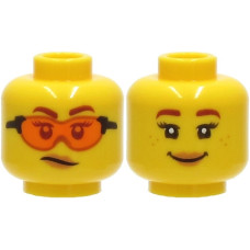 LEGO női fej kétarcú védő szemüveg/mosolygó arc mintával, sárga (73665)