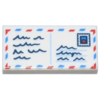 LEGO csempe 1×2 levél/boríték mintával, fehér (106028)