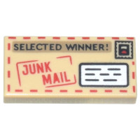 LEGO csempe 1×2 levél/boríték mintával, sárgásbarna (109208)