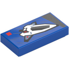 LEGO csempe 1×2 űrhajó mintával, kék (107598)