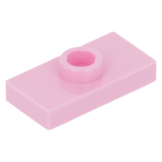 LEGO lapos elem 1 bütyökkel középen 1×2, világos rózsaszín (15573)