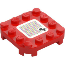 LEGO lapos elem 4×4×2/3 lekerekített sarkokkal és négy talppal középen vonalkód mintával (Super Mario), piros (109755)