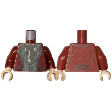 LEGO felsőtest öltöny, mellény és kendő mintával, sötétpiros (76382)
