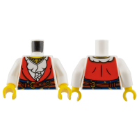 LEGO felsőtest fodros ing aranycsatos öv és nyaklánc mintával, fehér (76382)