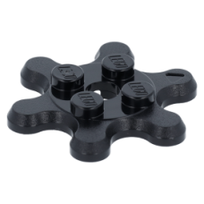 LEGO lapos elem kerek 2×2 oldalán 6 db fogaskerékkel és lyukkal középen, fekete (35442)