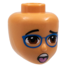 LEGO Friends női fej szemüveg mintával, testszínű (80066)
