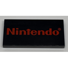 LEGO csempe 2×4 'Nintendo' felirat mintával, fekete (69930)