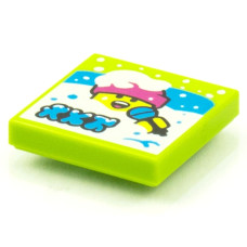 LEGO csempe 2×2 énekes a mély hóban mintával (Vidiyo BeatBit album), lime (3068pb1537)