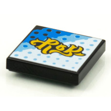 LEGO csempe 2×2 felirat mintával (Vidiyo BeatBit album), fekete (3068pb1610)