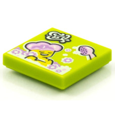 LEGO csempe 2×2 habfürdőző nő és zuhanyrózsa mintával (Vidiyo BeatBit album), lime (3068pb1585)