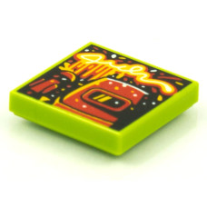 LEGO csempe 2×2 hegesztő maszk mintával (Vidiyo BeatBit album), lime (3068pb1616)