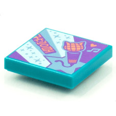 LEGO csempe 2×2 macskafej alakú mikrofon mintával (Vidiyo BeatBit album), sötét türkizkék (3068pb1546)