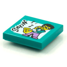 LEGO csempe 2×2 szaxofonos mintával (Vidiyo BeatBit album), sötét türkizkék (3068pb1596)
