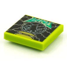 LEGO csempe 2×2 vérfarkas és üveggömb mintával (Vidiyo BeatBit album), lime (3068pb1620)