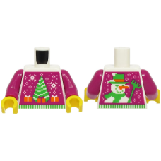LEGO felsőtest hóember és fenyőfa mintás ruha mintával, fehér (76382)