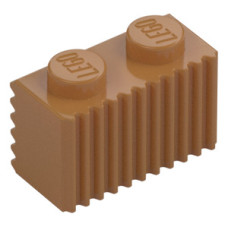 LEGO kocka 1x2 rács mintával, középsötét testszínű (2877)