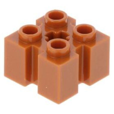 LEGO kocka 2x2 minden oldalán bevágással tetején tengely lyukkal, sötét narancssárga (90258)