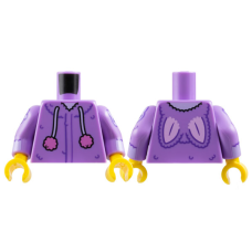 LEGO felsőtest nyuszi füles kapucnis pulóver mintával, közép levendulalila (76382)