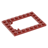 LEGO lapos elem 6×8 csapóajtókeret, sötétpiros (92107)