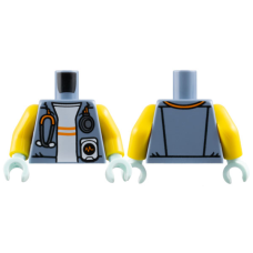 LEGO felsőtest mellény és sztetoszkóp mintával, homokkék (76382)