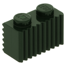 LEGO kocka 1x2 rács mintával, sötétzöld (2877)