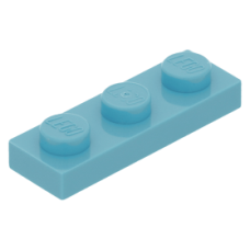 LEGO lapos elem 1x3, közép azúrkék (3623)