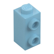 LEGO kocka 1×1×1 2/3 oldalán két bütyökkel, közép azúrkék (32952)