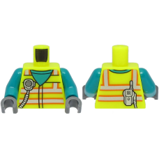 LEGO felsőtest láthatósági mellény és rádió mintával, neon sárga (76382)
