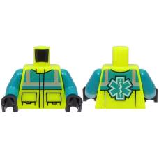 LEGO felsőtest láthatósági mellény hátán mentős logó mintával, neon sárga (76382)