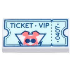 LEGO csempe 1×2 'Ticket VIP' felirat mintával, fehér (106005)