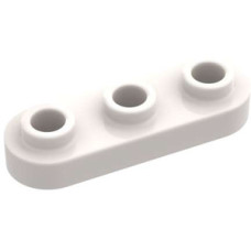LEGO lapos elem 1x3 lekerekített tetején három lyukas bütyökkel, fehér (77850)