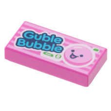 LEGO csempe 1×2 'Guble Bubble' felirat és buborék mintával, sötét rózsaszín (101241)