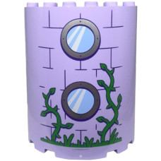 LEGO henger fél (ívelt fal elem) 3×6×6 kerek ablakok mintával, levendulalila (102230)