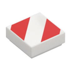 LEGO csempe 1×1 piros csíkos mintával, fehér (109405)