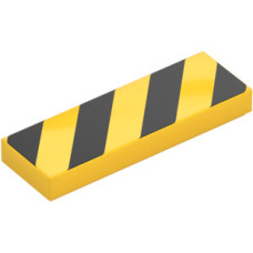 LEGO csempe 1×3 fekete csíkos mintával, sárga (68408)