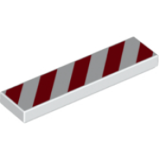LEGO csempe 1×4 piros-fehér csíkos, fehér (73820)