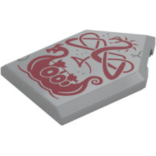 LEGO csempe 2×3 ötszög alakú vikinghajó és sárkány mintával, világosszürke (104740)