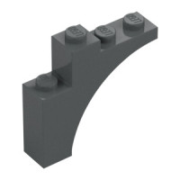 LEGO boltív 1×4×3, sötétszürke (80543)