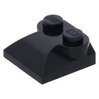 LEGO kocka 2x2 tetején kettő bütyökkel és ívelt résszel, fekete (47457)