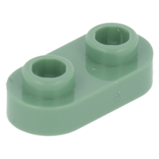LEGO lapos elem 1x2 lekerekített tetején két lyukas bütyökkel, homokzöld (35480)
