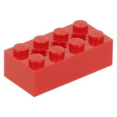 LEGO technic kocka 2×4 tetején 3 db tengely-csatlakozóval, piros (39789)