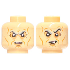 LEGO férfi fej kétarcú vigyorgó ráncos arc mintával (Ampók kobold, HP), világos testszínű (78116)