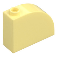 LEGO kocka 1×3×2 íves, világossárga (33243)