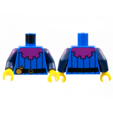 LEGO felsőtest csíkos köpeny, öv és erszény mintával (Castle, Forestman), kék (76382)