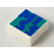 LEGO csempe 1×1 'MISS' felirat mintával, fehér (3070bpb157)